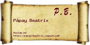 Pápay Beatrix névjegykártya